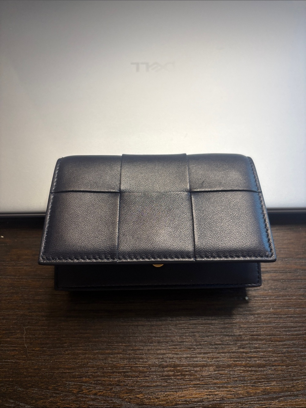 Bottega Veneta Black Intrecciato Quilted Leather Card Case with COA